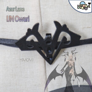 Azur Lane IJN Owari cosplay: hollowed-back dress, devil horns, bendable wire wings, chest claw props, leather whip and EVA back decoration