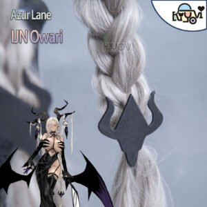 Azur Lane IJN Owari cosplay: hollowed-back dress, devil horns, bendable wire wings, chest claw props, leather whip and EVA back decoration