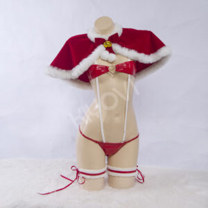 Native Nekometaru Sucre original character cosplay: red velvet lingerie, PU accessories, holiday hat and stocking bands