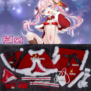 Native Nekometaru Sucre original character cosplay: red velvet lingerie, PU accessories, holiday hat and stocking bands