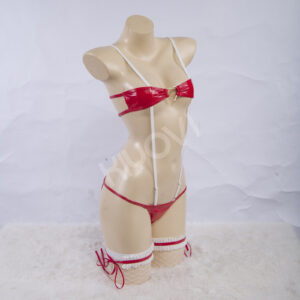 Native Nekometaru Sucre original character cosplay: red velvet lingerie, PU accessories, holiday hat and stocking bands