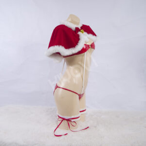 Native Nekometaru Sucre original character cosplay: red velvet lingerie, PU accessories, holiday hat and stocking bands