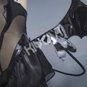 Azur Lane Halloween lolita cosplay outfit with glossy black PU bodysuit