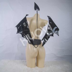 Azur Lane Halloween lolita cosplay outfit with glossy black PU bodysuit
