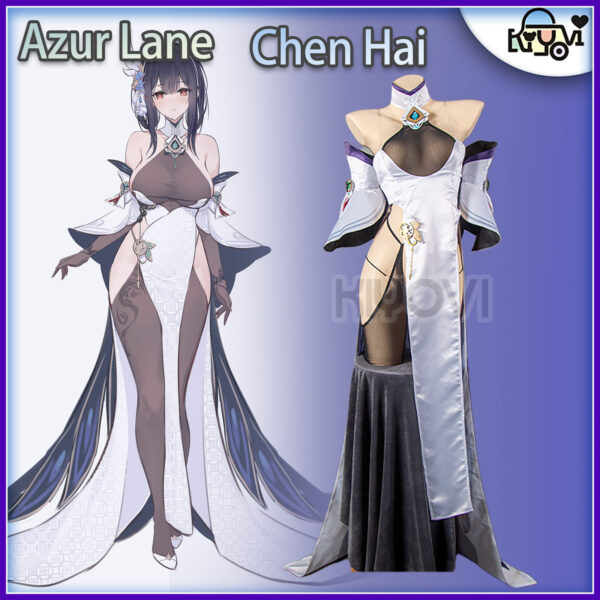 AZURLANE ZHEN HAI Cosplay Outfit – Exquisite Chinese-Inspired Design with Cheongsam Split Skirt and Lace Details