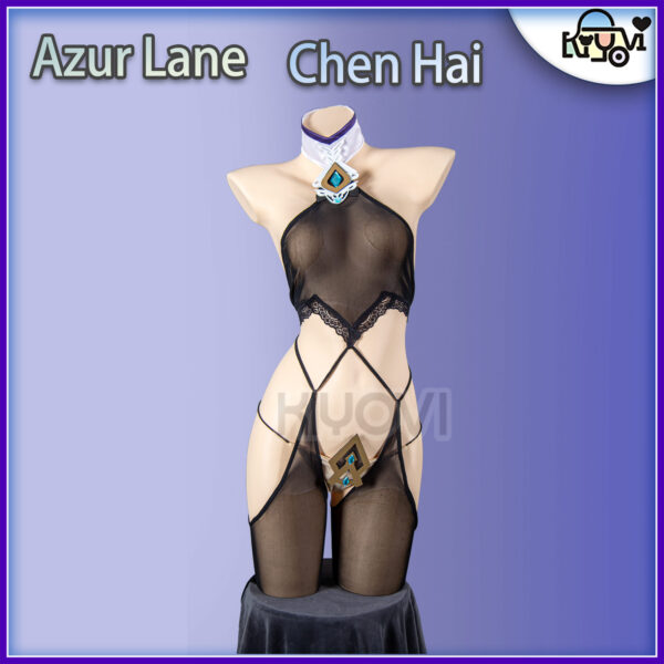 AZURLANE ZHEN HAI Cosplay Outfit – Exquisite Chinese-Inspired Design with Cheongsam Split Skirt and Lace Details - Image 6