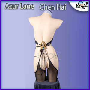 Azur Lane Zhen Hai cosplay: black lace lingerie, high-slit cheongsam skirt, laser-engraved EVA accessories and traditional Chinese elements