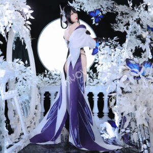 Azur Lane Zhen Hai cosplay: black lace lingerie, high-slit cheongsam skirt, laser-engraved EVA accessories and traditional Chinese elements