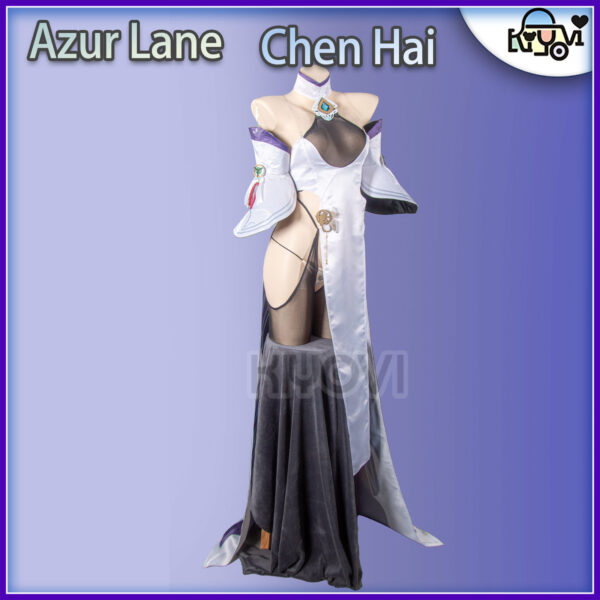 AZURLANE ZHEN HAI Cosplay Outfit – Exquisite Chinese-Inspired Design with Cheongsam Split Skirt and Lace Details - Image 3