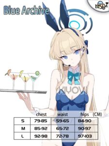 Blue Archive Asuma Toki bunny cosplay: glossy blue PU swimsuit, wired bendable ears, oversized tail and white stockings