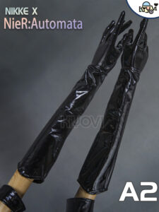 NieR Automata A2 battle-damaged PU cosplay set with corset, tattoo pen and printed stockings