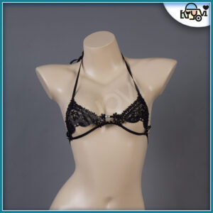 NieR Automata 2B lace cosplay: open-chest bodysuit, veil, 3 bust options and exposed shoulder design