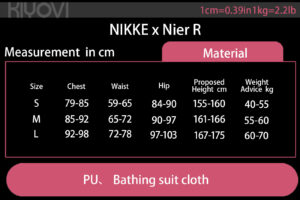 Limited-edition NieR Automata and NIKKE crossover bodysuit set with feather sleeves, lace blindfold, and PU stockings, displayed on a mannequin.