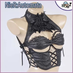 3D Rendered Model of 2B's Costume from NieR:Automata, Showcasing Veil, Gloves, and Back Details (1600px High-Resolution)