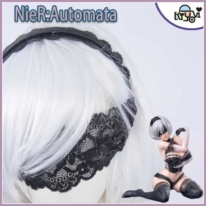 3D Rendered Model of 2B's Costume from NieR:Automata, Showcasing Veil, Gloves, and Back Details (1600px High-Resolution)