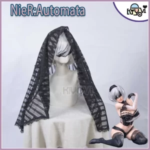 3D Rendered Model of 2B's Costume from NieR:Automata, Showcasing Veil, Gloves, and Back Details (1600px High-Resolution)