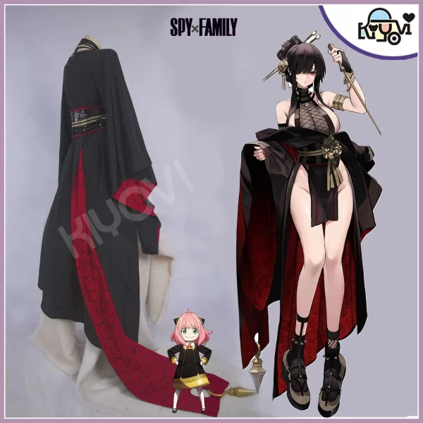 SPY x FAMILY Yor Forger Cosplay Set - Fishnet Bodysuit, Obi Belt, Floral Accessories by @DISHWASHER1910 - Image 2