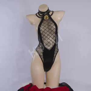 Yor Forger cosplay set with fishnet bodysuit, kimono robe, and tabi socks - @DISHWASHER1910 SPY x FAMILY fan-art costume