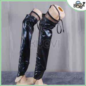 NieR Automata 2B bunny cosplay set with PU bodysuit, fluffy tail, and garter straps - @DISHWASHER1910 fan-art costume