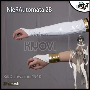 NieR Automata 2B Pharaoh cosplay set with leather corset, detachable collar, and acrylic headpiece - @DISHWASHER1910 fan-art