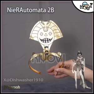 NieR Automata 2B Pharaoh cosplay set with leather corset, detachable collar, and acrylic headpiece - @DISHWASHER1910 fan-art