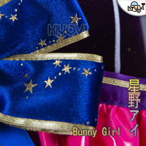 DISHWASHER1910's Hoshino Ai cosplay: bunny ear headband, velvet leotard, Pu stockings, gold shoulder straps and temporary tattoos