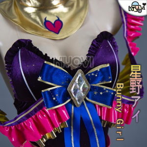 DISHWASHER1910's Hoshino Ai cosplay: bunny ear headband, velvet leotard, Pu stockings, gold shoulder straps and temporary tattoos