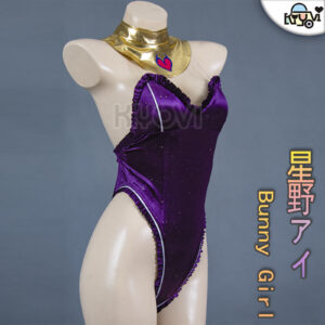 DISHWASHER1910's Hoshino Ai cosplay: bunny ear headband, velvet leotard, Pu stockings, gold shoulder straps and temporary tattoos